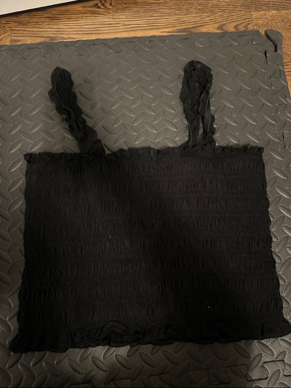 Old Navy Black Smocked Ruffle Crop Top